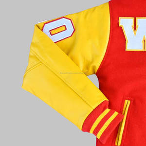 Veste universitaire personnalisée grande taille pour hommes manches en cuir véritable corps en laine de haute qualité Broderie Letterman en laine - Product Image 3