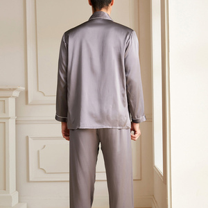 Conjunto de Pijama de Seda de Alta Gama para Hombre, Manga Larga, con Botones, Ropa de Dormir de Color Sólido, Traje de Noche de Seda de Lujo para Relajarse en Casa - Product Image 2