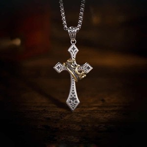 Wholesale Vintage Crown <b>Cross</b> <b>Necklace</b> Stainless Steel Gothic Medieval <b>Cross</b> Pendant Biker Punk Unisex Party Box Chain - Product Image 2