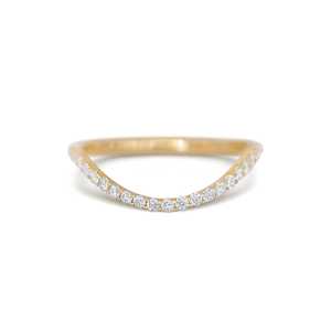 Bague demi-éternité minimaliste en or massif 14 carats avec diamants de laboratoire ronds, empilable et incurvée, pour usage quotidien ou mariage - Product Image 1