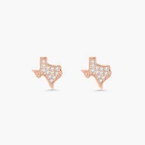 Texas State Stud <b>Earrings</b> 14K Solid <b>Gold</b> Round Lab Grown Diamond Pave Set Push <b>Back</b> Minimalist Everyday Luxury Tiny Fine Jewelry - Product Image 5