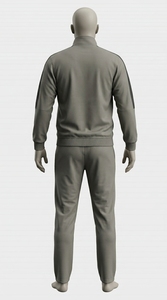 Men's Gray Tracksuit Set Full Zipper Stand Collar Casual Breathable Polyester Solid Color Regular Fit Autumn Wear - Product Image 2