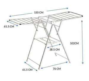 Square Double Tier Stainless Steel <b>Laundry</b> <b>Stand</b> Chrome Plated 20 Rod Clothes Drying Rack Indoor Outdoor Airer - Product Image 4