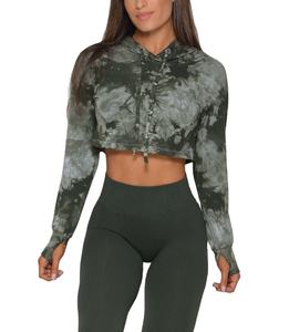 High Quality Women's Full Sleeve Hooded Crop <b>Top</b> Hoodie Custom Made Sublimation Design Printed Front Casual Use <b>Winter</b> - Product Image 3
