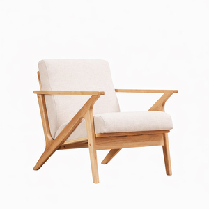 Durable Solid Teak Scandinavian Style Wholesale Z-Shape Retro Teak Lounge Arm <b>Chair</b> Cushioned Wooden Lounge <b>Chair</b> for Hotel - Product Image 1