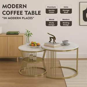 Mesa de Centro Moderna, Ecológica y Duradera con Metal y Mármol para Hogar, Oficina, Sala de Estar - Precio al por Mayor - Product Image 3