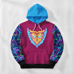 Sweat à capuche néon futuriste pour homme, imprimés design cyber et circuits électroniques, haut de gamme haute définition, style techwear - Product Image 5