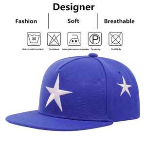 Casquette snapback unisexe noire avec broderie étoile blanche, style streetwear, chapeau décontracté, taille adulte 58-60CM, à porter en toutes saisons - Product Image 5