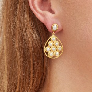 Boucles d'oreilles pendantes en forme de goutte de perle de haute qualité, en argent sterling 925 plaqué or, bijoux cadeau pour elle, style bohème fait main - Product Image 4