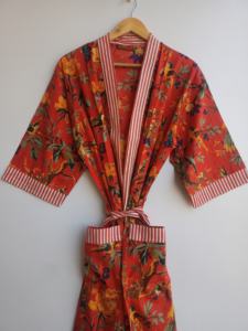 Bata Kimono Floral de Algodón para Mujer al por Mayor, Ligera, con Cinturón y Bolsillos, Calidad de Exportación - Product Image 3