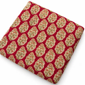 Tissu en coton biologique léger 90 GSM imprimé à la main, couleur rouge bordeaux, pour vêtements féminins à motifs floraux - Product Image 3