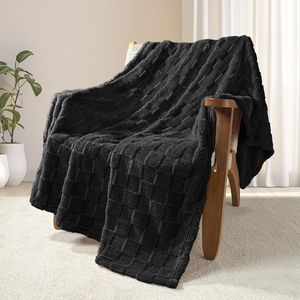 Coperta in Pile Super Morbida e Calda, Leggera, 50x60 Pollici, Motivo a Quadri Nero, per Tutte le Stagioni, per Divano e Letto - Product Image 2