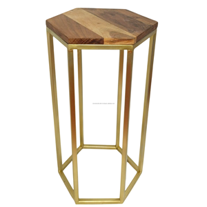 Pantagon โต๊ะข้างเตียงหินอ่อนสีดำ, โต๊ะกาแฟโต๊ะข้างเตียงโซฟาพร้อมขาโลหะห้องนั่งเล่นเฟอร์นิเจอร์บ้าน - Product Image 3