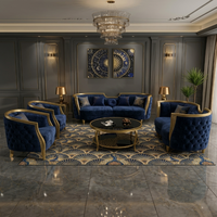 Ensemble de canapés en velours de luxe sur mesure avec cadre doré |   Sièges rembourrés classiques modernes pour salon de villa et hall d'hôtel