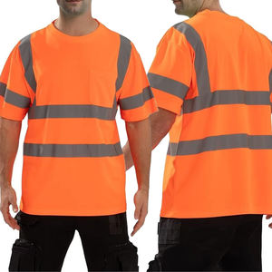 เสื้อยืดสะท้อนแสงสีส้ม แขนสั้น สไตล์ชุดทำงาน มีกระเป๋าหน้าอก ผ้าคุณภาพสูงและแถบสะท้อนแสง - Product Image 2