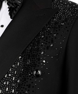 Men’s Black Double Breasted <b>Rhinestone</b> Tuxedo Blazer – Designer Formal Wedding Party Suit <b>Jacket</b> - Product Image 5