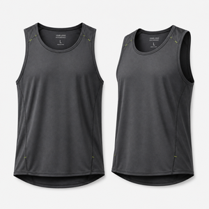 Camiseta sin mangas de poliéster y spandex de color personalizado con paneles laterales de malla para culturismo y running, camisetas sin mangas con aberturas profundas para hombre - Product Image 1
