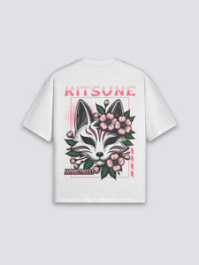 Camiseta Japonesa Kitsune, Transpirable, de Verano, Lavable, de Algodón Puro, Estilo Vintage Retro, de Media Manga - Product Image 1