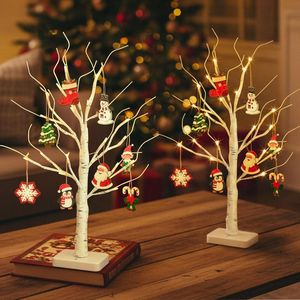 Set di 2 Piccoli Alberi di Natale in Betulla Illuminati, Luci LED Bianche Scintillanti, Decorazioni e Ornamenti per un'Atmosfera Festiva - Product Image 2