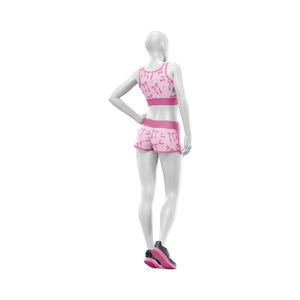 Conjunto de Yoga de 2 Piezas para Mujer Tallas Grandes con Estampado Geométrico Personalizado: Top Corto Racerback y Shorts de Cintura Alta, Transpirable y de Alto Soporte - Product Image 2