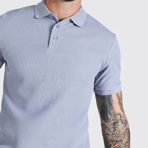 Polo piqué bleu clair pour homme, manches courtes, décontracté, respirant, tricoté, couleur unie, coupe classique, style streetwear - Product Image 5