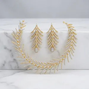 Gold Plated Cubic Zirconia Choker Necklace <b>set</b> for Women Luxury American Diamond Stone Fashion <b>Bridal</b> Wedding Party <b>Jewelry</b> - Product Image 3