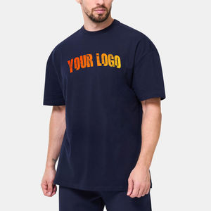 Camisetas de Verano para Hombre, Ligeras, Totalmente Personalizadas, Manga Corta, Hombros Caídos, Color Azul Marino, Estilo Urbano, OEM ODM - Product Image 1