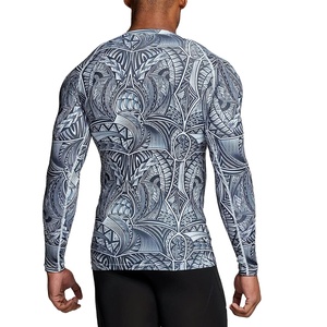 Rashguard MMA à manches longues imprimé de logo personnalisé de haute qualité vente en gros Jiu Jitsu Fitness BJJ Rashguard pour hommes Logo personnalisé - Product Image 2