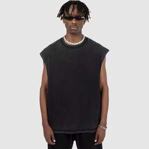 Débardeur décontracté pour homme à séchage rapide, en maille polyester-coton, sans manches, avec logo personnalisé, coupe ample pour le sport - Product Image 5