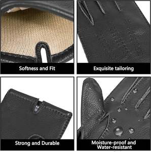 Gants en cuir de daim pour hommes et femmes – Gants d'hiver chauds avec doublure en polaire douce - Product Image 2