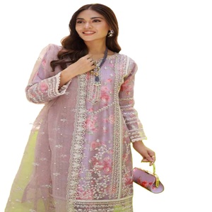 Venta al por mayor de trajes de organza de 3 piezas para mujer de marca original Kurti por el Dr. Haris ropa India pakistaní para ropa de fiesta - Product Image 1