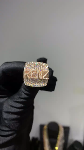 Luxury Moissanite Iced Custom <b>Name</b> <b>Ring</b> 925 Silver Rhodium Plated Square Hip Hop Statement Jewelry Gift for Men Women - Product Image 5
