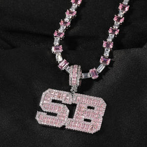 TIC Letter <b>Pendant</b> Solid Rose Gold Plated Moissanite <b>Emerald</b> Cut 925 Silver Hiphop Jewelry Colour Stones Diamond <b>Pendant</b> - Product Image 3