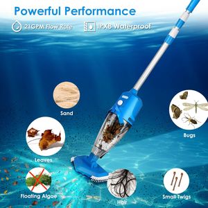 เครื่องดูดฝุ่นสระว่ายน้ำไร้สาย 21GPM พร้อมถังเก็บเศษขยะ 1.8 ลิตร แบตเตอรี่ใช้งานได้ 90 นาที ด้ามจับยืดหดได้ อุปกรณ์เสริมสำหรับสระว่ายน้ำแบบชาร์จไฟได้ - Product Image 5