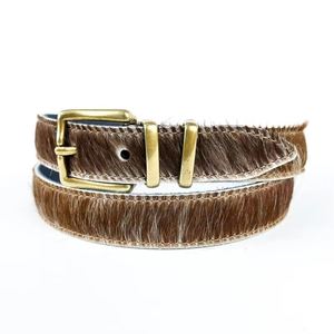 Ceinture en cuir de vachette de luxe avec poils de vache, boucle en fer, ceinture décontractée pour homme Yonger, haute qualité, longueur personnalisée - Product Image 5