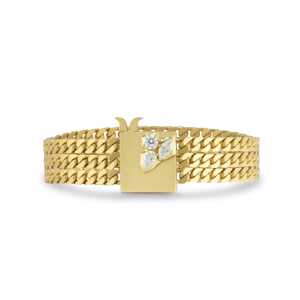 Round Pear Marquise Cut Lab Grown Diamond Pave Cluster Nameplate Cuban Link <b>Bracelet</b> Wide Custom Wholesale 14K 18K <b>Solid</b> Gold - Product Image 1