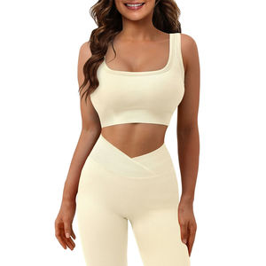 Conjuntos de Pantalones de Yoga de 2 Piezas con Espalda en V, Ropa Deportiva Personalizada para Mujer, Fabricante de Ropa Deportiva, Nuevos Leggings Acampanados, Conjunto Deportivo para Gimnasio, Yoga y Deportes - Product Image 3