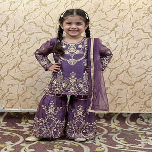 ชุดเดรสสำเร็จรูปคุณภาพสูงสำหรับเด็ก (เด็กผู้หญิง) ชุดแฟนซีคุณภาพส่งออก ชุดเดรสผ้าฝ้ายระบายอากาศได้ดี ชุดชาราราส์เด็กสไตล์ปากีสถาน - Product Image 4