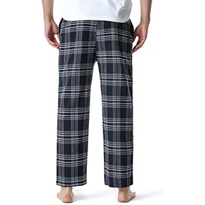 <b>Men's</b> Black Plaid <b>Lounge</b> Pants Lightweight Elastic Waist Drawstring Casual <b>Trousers</b> - Product Image 3