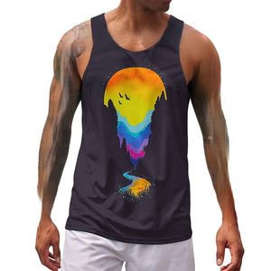 VYRRA INTERNATIONAL Men's Black Tank <b>Top</b> O-Neck Sporty Casual Knitted Breathable Polyester/Cotton Sleeveless Shirt - Product Image 5