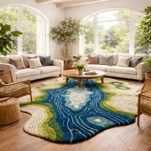 Abstract River Pattern Area Rug Topographic Design Hand Tufted Luxury Carpet Irregular Shape <b>Floor</b> rug Living Room Bedroom Decor - Product Image 4