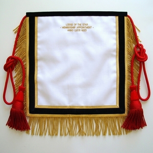 Custom White Masonic Apron with Gold Fringe & Embroidered Symbolic Emblem – Premium Freemason Ceremonial Regalia Accessory - Product Image 6