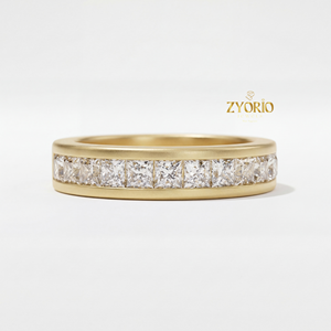 Bague de Fiançailles et Alliance Éternité de Luxe en Argent 925 avec Diamant de Laboratoire Taille Princesse, Sertissage Griffe, pour Femme et Homme - Zyorio - Product Image 6