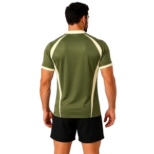 Men's Sports Rugby Jersey Short Sleeve Athletic <b>Shirt</b> Outdoor Training Match Team Wear Navy Blue Striped Anti-Bacterial Quick - Product Image 2