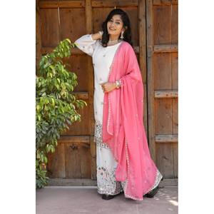 Designer Women's Party Wear <b>Top</b>-Bottom and Dupatta Set - Product Image 2