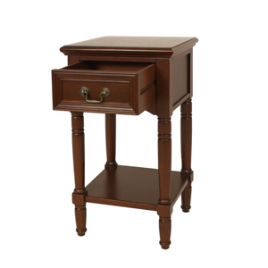 Classic Wooden Nightstand with Drawer and Bottom Shelf, Solid Wood Side Table for Bedroom Living Room Furniture - Product Image 3