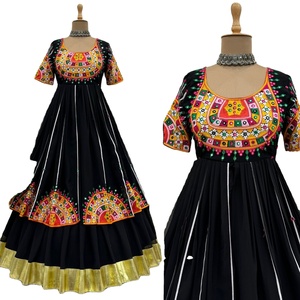 High Quality Women's Indian Festival Navratri Salwar Kameez Set Faux Georgette Traditional Real Mirror <b>Patch</b> Gota Formal Party - Product Image 1