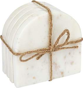 Sous-verres en marbre naturel en forme de U pour la vente en gros |   Sous-verres en marbre résistants à la chaleur en gros pour la maison, le bureau et les cafés (OEM) - Product Image 1