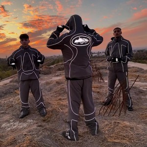 Custom <b>Lightweight</b> Waterproof Windbreaker Set <b>Jacket</b> and Pants Tracksuit for Men <b>Women</b> Running Gym - Product Image 2