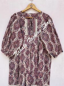 Nouveauté Mini robe longue en coton imprimé à motif floral pour femmes décolleté Hanley avec des cravates en coton Mini robe Elizabeth pour femmes - Product Image 2